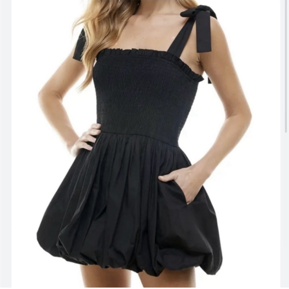 Black smocked TTEC dress with bubble skirt